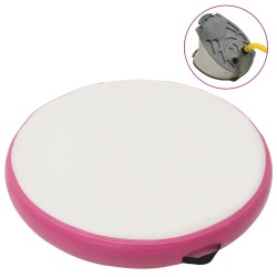 Rózsaszín pvc felfújható tornamatrac pumpával 100 x 100 x 15 cm