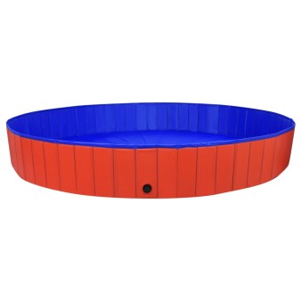 Összehajtható piros pvc kutyamedence 300 x 40 cm