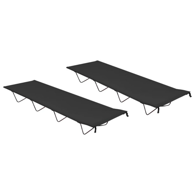 2 db fekete oxford szövet és acél kempingágy 180 x 60 x 19 cm 2 db fekete oxford szövet és acél kempingágy 180 x 60 x 19 cm