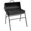 Fekete acél henger alakú grillsütő 2 sütőráccsal 80x95x90 cm