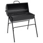 Fekete acél henger alakú grillsütő 2 sütőráccsal 80x95x90 cm
