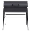 Fekete acél henger alakú grillsütő 2 sütőráccsal 80x95x90 cm