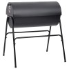 Fekete acél henger alakú grillsütő 2 sütőráccsal 80x95x90 cm