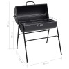 Fekete acél henger alakú grillsütő 2 sütőráccsal 80x95x90 cm