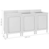 Rozsdamentes acél kereskedelmi konyhai mosogató 180 x 60 x 96 cm Rozsdamentes acél kereskedelmi konyhai mosogató 180 x 60 x 96 cm