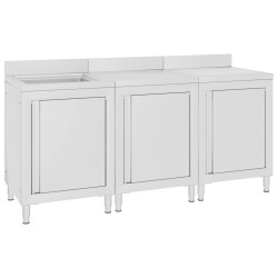 Rozsdamentes acél kereskedelmi konyhai mosogató 180 x 60 x 96 cm