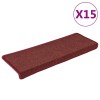15 db lépcsőszőnyeg 65 x 21 x 4 cm bordó téglalap alakú széllel