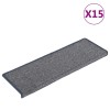 15 db világosszürke és kék lépcsőszőnyeg, téglalap alakú széllel, 65 x 21 x 4 cm