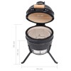 Fekete kerámia 2 az 1-ben kamado grillsütő füstölővel 56 cm