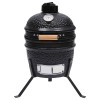 Fekete kerámia 2 az 1-ben kamado grillsütő füstölővel 56 cm