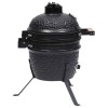 Fekete kerámia 2 az 1-ben kamado grillsütő füstölővel 56 cm