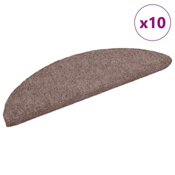 10 db öntapadós lépcsőszőnyeg 56 x 17 x 3 cm világosbarna félkör alakú