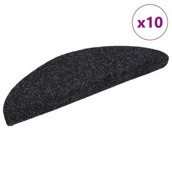 10 db öntapadós lépcsőszőnyeg 56 x 17 x 3 cm fekete félkör alakú