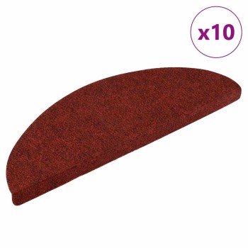 10 db öntapadós lépcsőszőnyeg 56 x 17 x 3 cm bordói félkör alakú