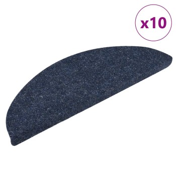 10 db öntapadós lépcsőszőnyeg, 56 x 17 x 3 cm, kék, félkör alakú