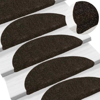 10 db öntapadós lépcsőszőnyeg 56 x 17 x 3 cm sötétbarna félkör alakú