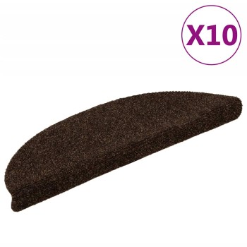 10 db öntapadós lépcsőszőnyeg 56 x 17 x 3 cm barna félkör alakú
