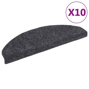 10 db öntapadós lépcsőszőnyeg, 65 x 21 x 4 cm, sötétszürke, nagy félkör alakú