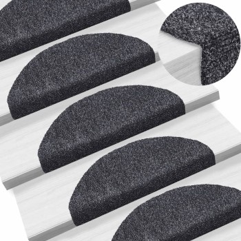 10 db öntapadós lépcsőszőnyeg, 65 x 21 x 4 cm, sötétszürke, nagy félkör alakú