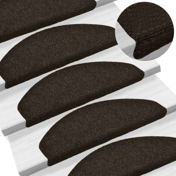 10 db öntapadós lépcsőszőnyeg 65 x 21 x 4 cm sötétbarna félkör alakú nagy