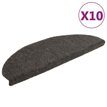 10 db öntapadós lépcsőszőnyeg 65 x 21 x 4 cm antracitszürke félkör alakú nagyméretű