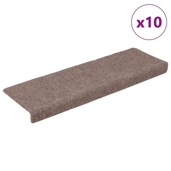 10 db öntapadós lépcsőszőnyegek, világosbarna, téglalap alakú széllel, 65 x 21 x 4 cm