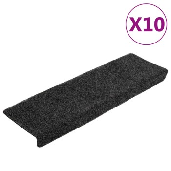 10 db öntapadós lépcsőszőnyeg, sötétszürke, téglalap alakú széllel, 65 x 21 x 4 cm