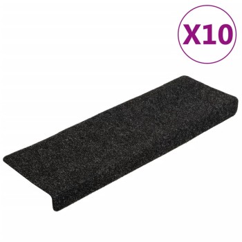10 db öntapadós lépcsőszőnyeg, 65 x 21 x 4 cm, fekete, téglalap alakú széllel