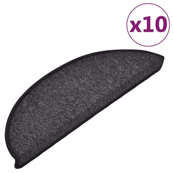 10 db antracitszürke félkör alakú lépcsőszőnyeg 56 x 17 x 3 cm