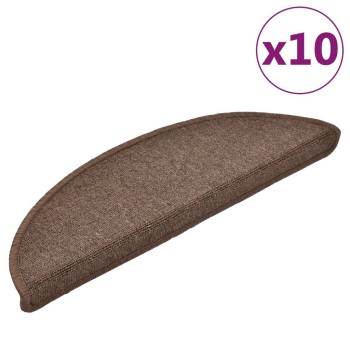 10 db lépcsőszőnyeg 56 x 17 x 3 cm kávébarna félkör alakú lépcsőszőnyeg