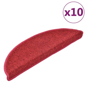 10 db lépcsőszőnyeg 56 x 17 x 3 cm piros félkör alakú