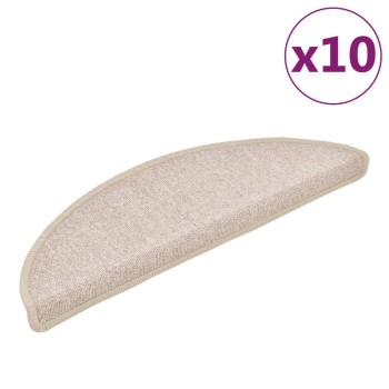 10 db lépcsőszőnyeg 56 x 17 x 3 cm bézs félkör alakú