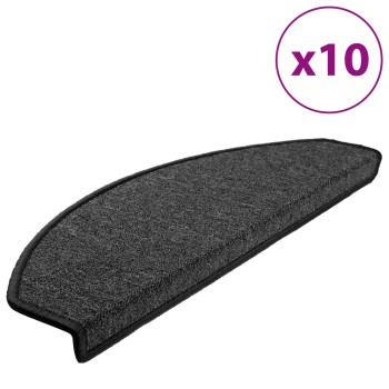 10 db antracitszürke félkör alakú lépcsőszőnyegek 65 x 24 x 4 cm