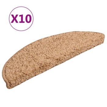 10 db bézs színű, félkör alakú lépcsőszőnyeg 56 x 17 x 3 cm