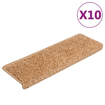 10 db lépcsőszőnyeg 65 x 21 x 4 cm bézs téglalap alakú széllel