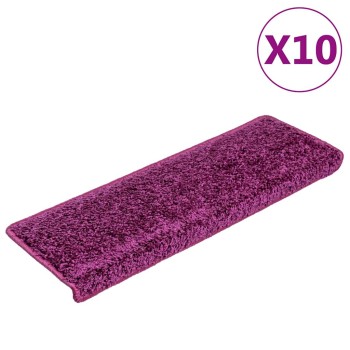 10 db lépcsőszőnyeg 65 x 21 x 4 cm lila téglalap alakú széllel