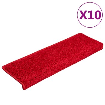 10 db piros, téglalap alakú szélű lépcsőszőnyeg 65 x 21 x 4 cm