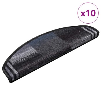 10 db fekete és szürke öntapadó lépcsőszőnyeg 65x21x4 cm