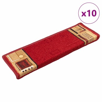 10 db piros öntapadó lépcsőszőnyeg 65x21x4 cm