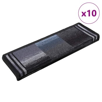 10 db fekete és szürke öntapadó lépcsőszőnyeg 65x21x4 cm