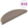 15 db szizál hatású sötét bézsszínű lépcsőszőnyeg 56x17x3 cm
