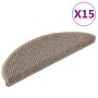 15 db szizál hatású sötét bézsszínű lépcsőszőnyeg 56x17x3 cm