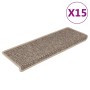 15 db szizál hatású sötét bézsszínű lépcsőszőnyeg 65x21x4 cm