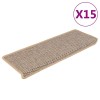 15 db szizál hatású világos bézsszínű lépcsőszőnyeg 65x21x4 cm