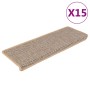 15 db szizál hatású világos bézsszínű lépcsőszőnyeg 65x21x4 cm