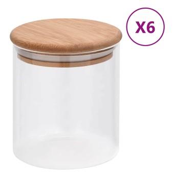 6 db üvegedény bambuszfedéllel 600 ml