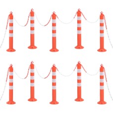 10 db polietilén forgalomterelő oszlop lánccal 75 cm