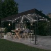 Antracitszürke dupla tetős pavilon led fényfüzérrel 3 x 4 m