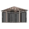 Tópszínű pavilon szúnyoghálóval/led fényfüzérrel 3 x 3 x 2,73 m