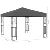 Antracitszürke szövet pavilon led fényfüzérrel 3 x 3 m